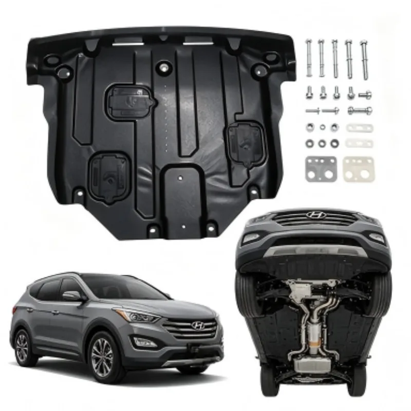 Engine Splash Shield Durable Underbody Skid Plate and Chassis Protection for Hyundai Santa Fe IX45 2015-2018 2.0T 2.4L