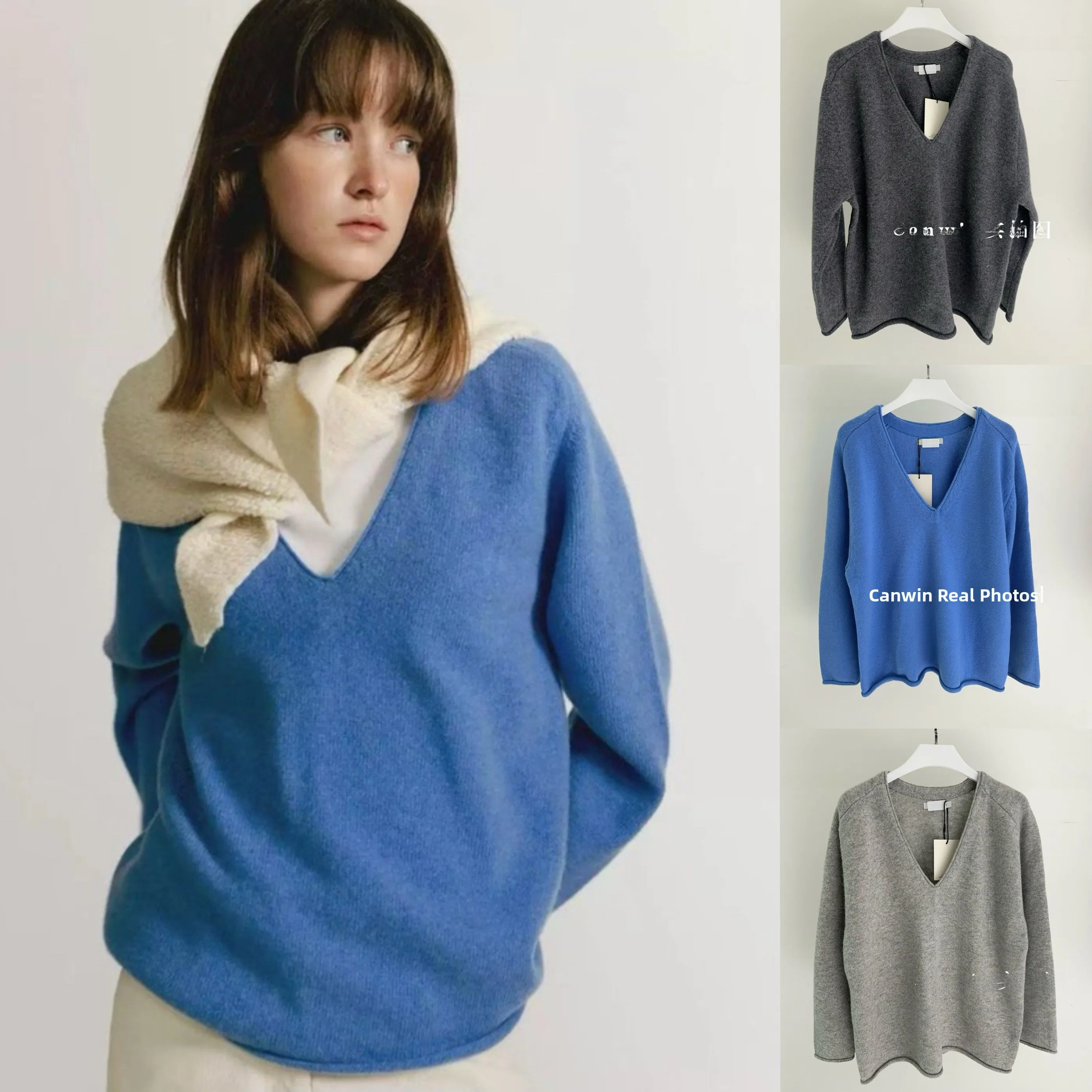 

Lazy Sle Deep V Ne Knitted Sweater Spring 2025 Long Sve Casual Commute Faion Regular Length Pure Color Overhead Wear
