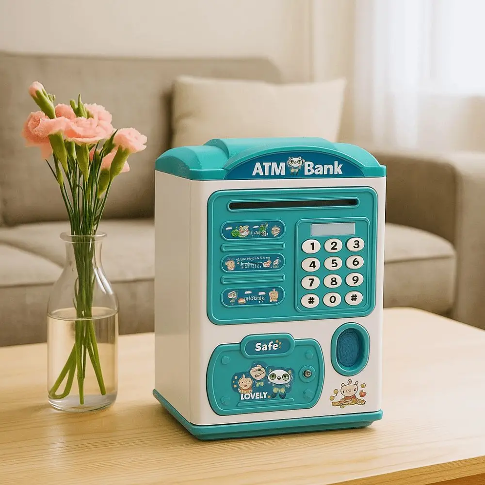 Cartoon Fingerprint Piggy Bank Password Lock Fingerprint Unlock Coin Deposit Box Large Space Simulate Unlocking Cash Safe