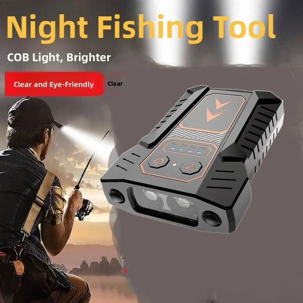 

Portable Wave Sensing Hat Clip Light Head Mounted Waterproof Sensing Headlight Ultra Light with Display Hat Brim Light Camping