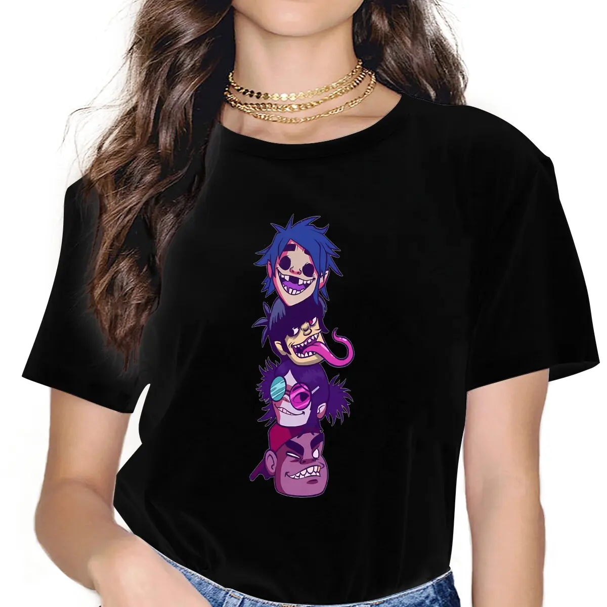 Band Gorillaz Copy Of The Team Tshirt Graphic Women Tops Vintage Alternative Fibre Harajuku Polyester T Shirt