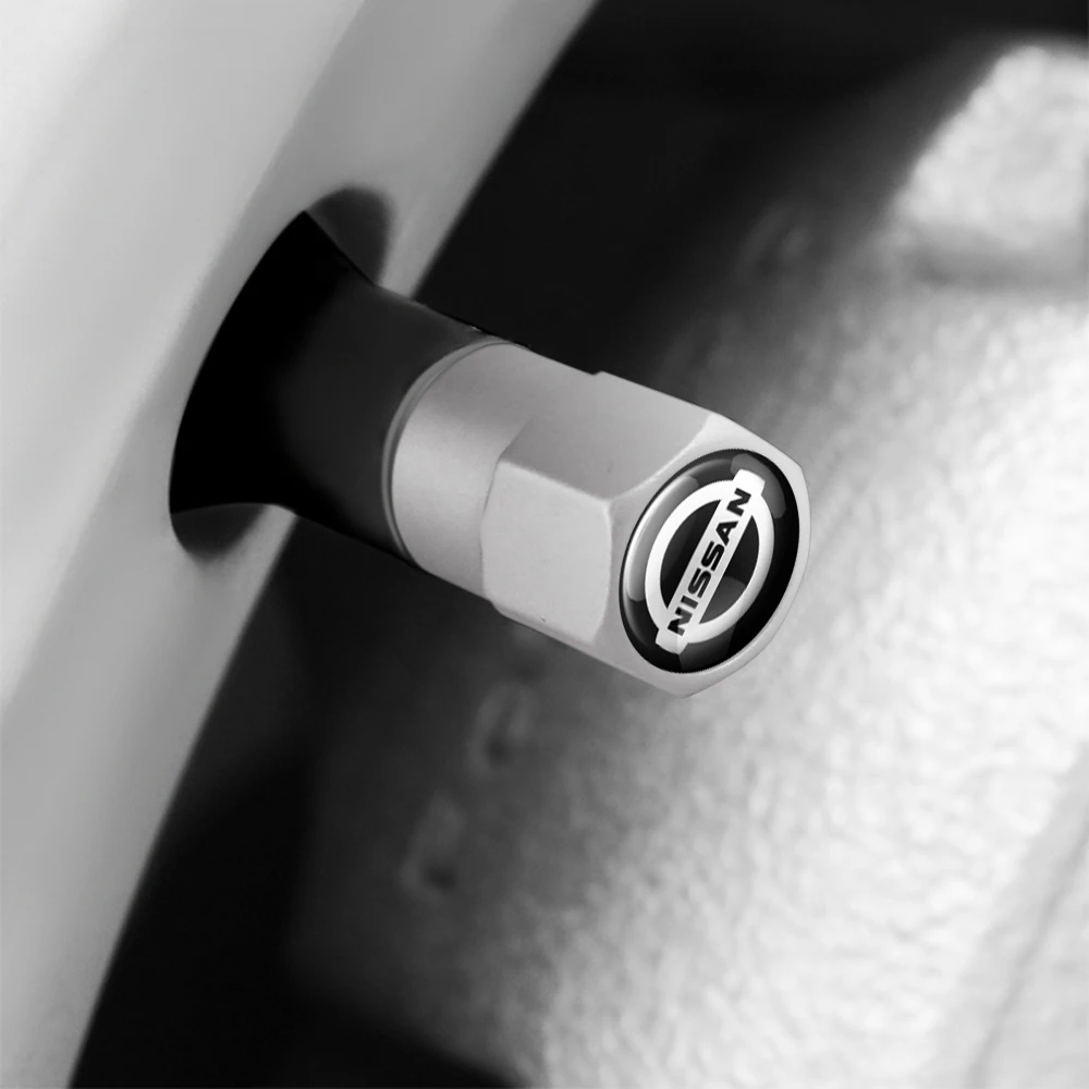 4pcs 3D Styling Car Wheel Tire Valve Caps Stem Caps Decoration For Nissan X-trail Qashqai Note Juke Sentra Navara Maxima Nismo