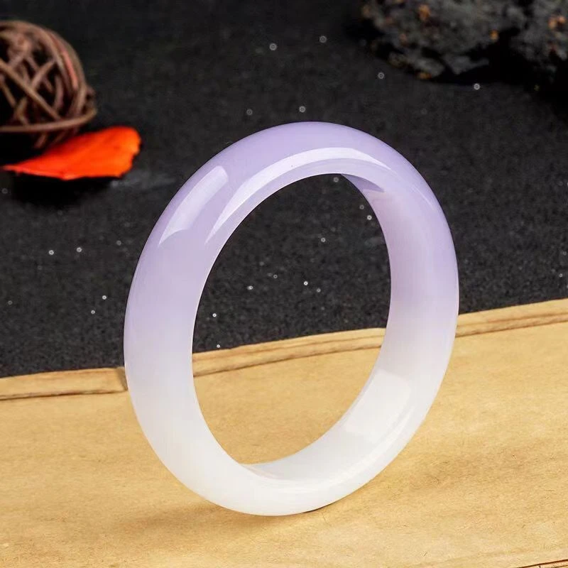 High ice high seed water violet bracelet half purple half white jade bracelet female violet jade bracelet Ladies Beauty Jewelry