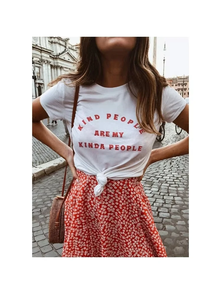 

Kind People Are My Kinda People T-Shirt Young Ladies Women Fashion 90s Girl Gift Slogan Feministe Grunge Tumblr Tees Quote Tops
