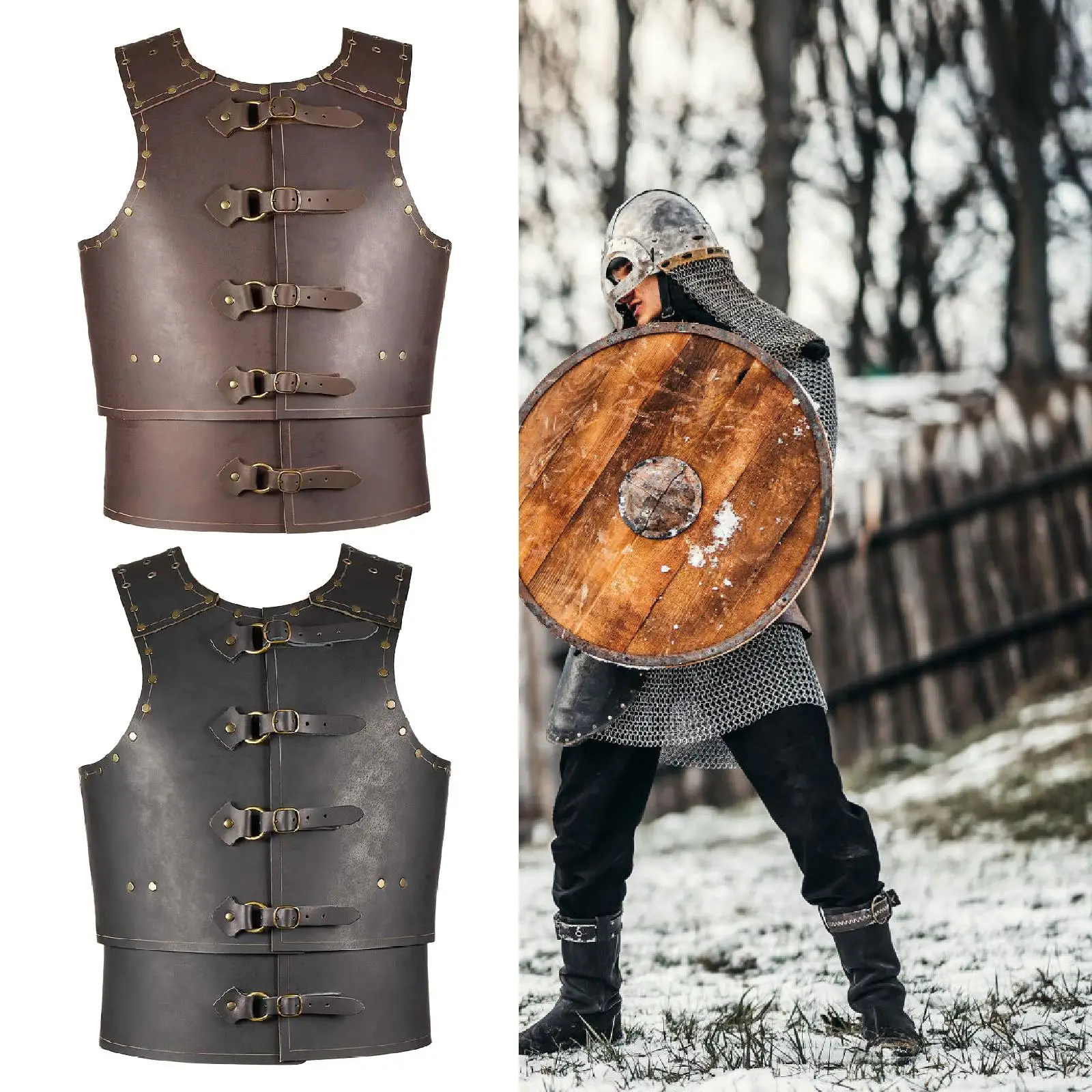 

Viking Warrior Chest Cosplay Outfit Buckles Steampunk Samurai Harness for Knight Role Play Pirate Fancy Dress Adults