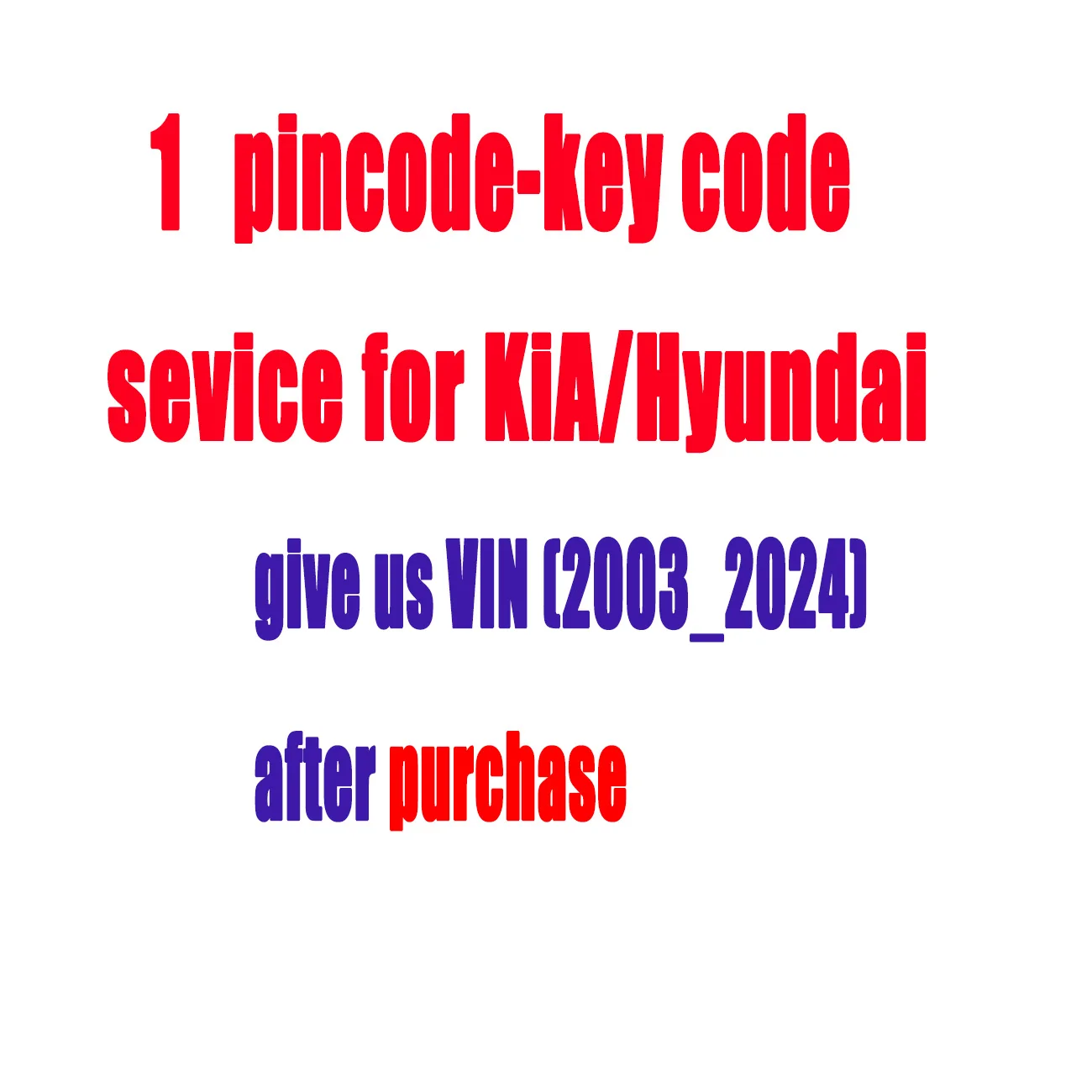 

for Kia / Hyundai Pin Code by VIN Number Key Code Service 2003-2024 1 set
