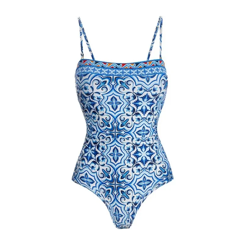 2025 traje de baño de una pieza de alta calidad con estampado de buck dorado, conjunto de Bikini Push Up para mujer, traje de baño adelgazante, ropa de playa