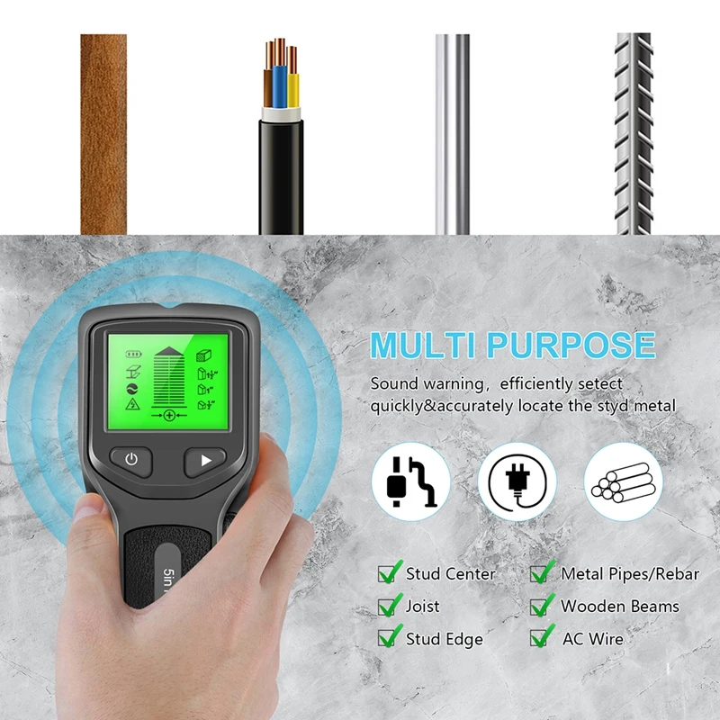 NEW-5 In 1 Metal Detector Find Metal Wood Studs Live Wire Detect Wall Scanner Electric Box Finder Wall Stud Detector