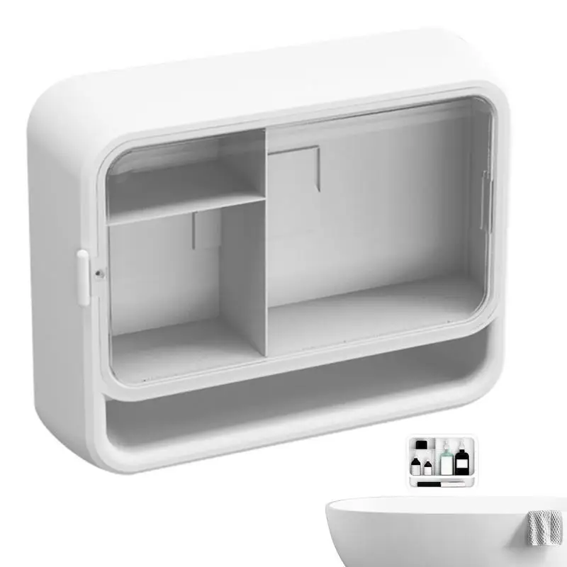 Small Bathroom Organization Qtip Dispenser Dustproof Cosmetic Storage Box Wall Mounted Storage Bins Multilayer Wipe Container