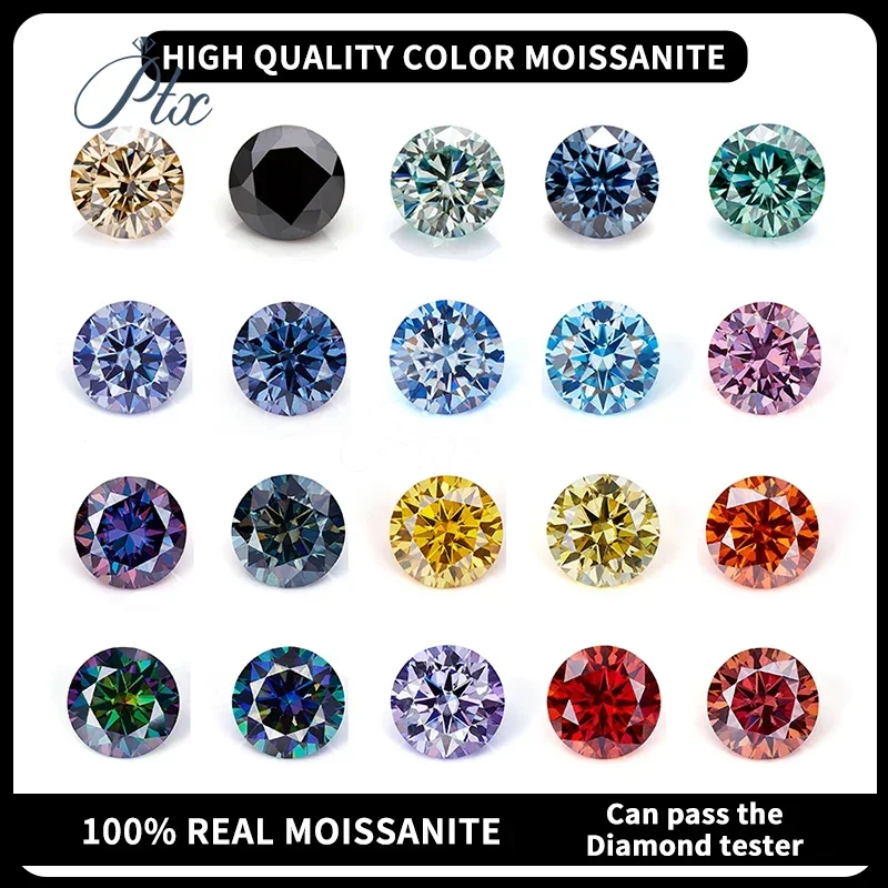 

0.1-5ct Loose Moissanites Stone Colorful Round Cut New Promotion Wholesale GRA Certificate Beads for Jewelry Making Gemstones