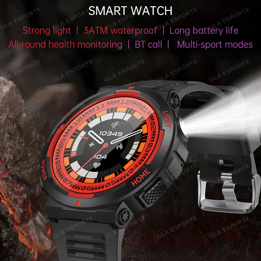 Nuovi orologi intelligenti Donna Uomo Chiamata Bluetooth Localizzazione GPS Monitoraggio della frequenza cardiaca Luce a LED Smartwatch esterno impermeabile PK T-Rex 3