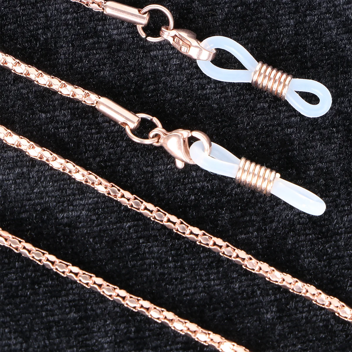 

Stainless Steel Vintage Eyeglass Chain Adjustable Silver Rubber Ends Snake Style Durable Non-Slip Holder Cord Non Eyeglass Chain