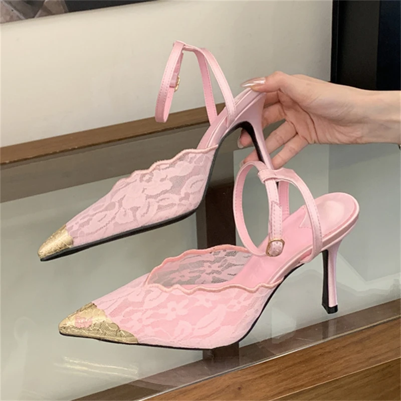 aneikeh fashion retro lace designer pointed toe thin heels slingbacks pumps women wedding banquet dress mules ladies shoes aneikeh fashion retro lace designer pointed toe thin heels slingbacks pumps women wedding banquet dress mules ladies shoes