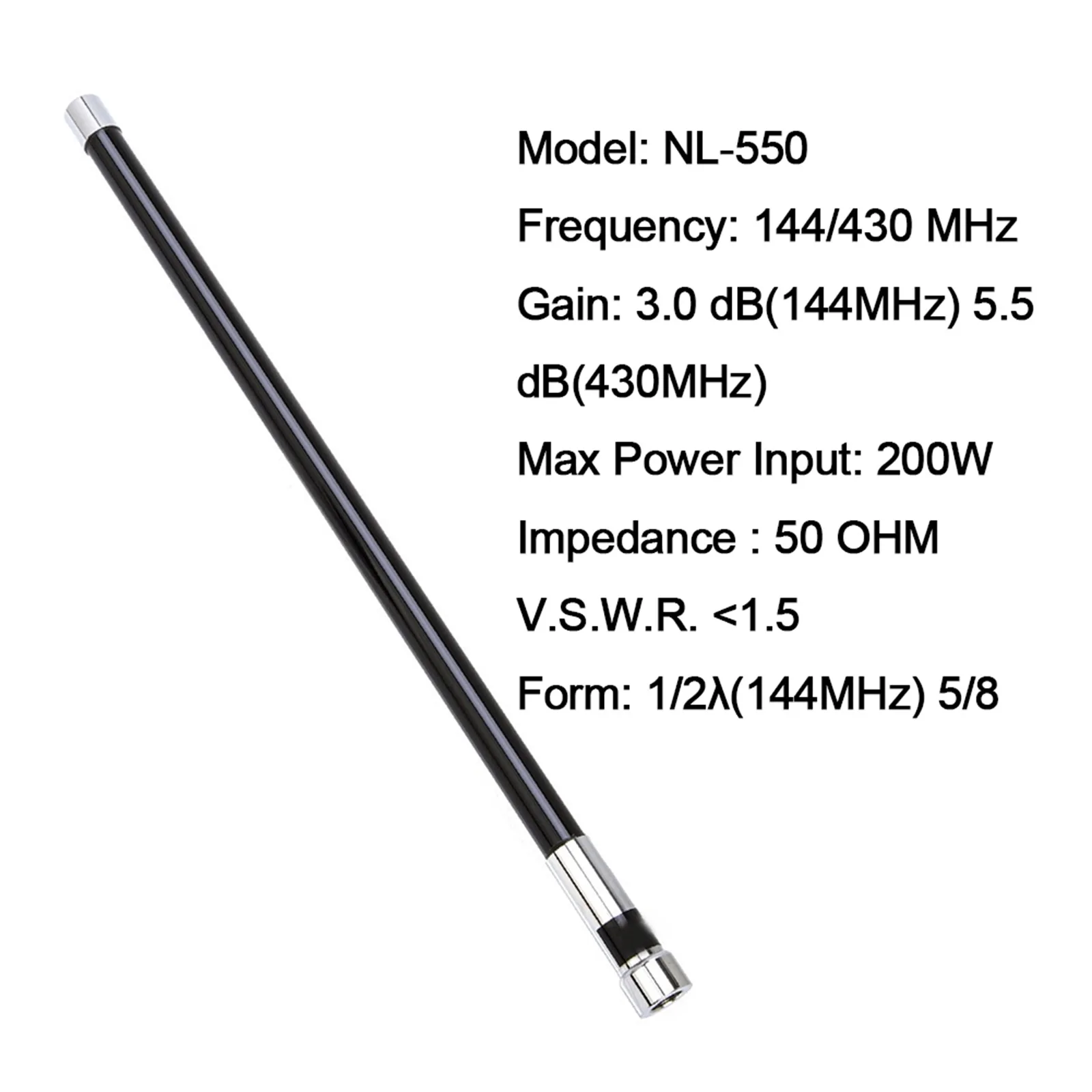 

1pc Fiberglass Antenna VHF UHF Dual 200W 3.0dBi High Gain Mobile Antenna Electrical Equipment Supplies Accessories