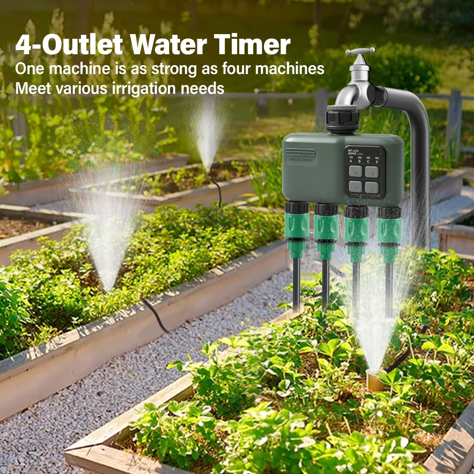 Yieryi WiFi Watering Timer 4-Zone Smart Irrigation Controller Tuya APP Remote Control Garden Drip Misting Irrigation Sprinkler