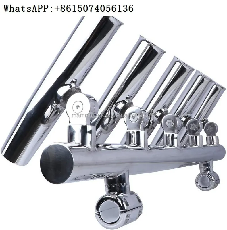 

Ship accessories multi tube fishing rod bracket polished stainless steel yacht fishing rod bracket adjustable 26mm-32mm