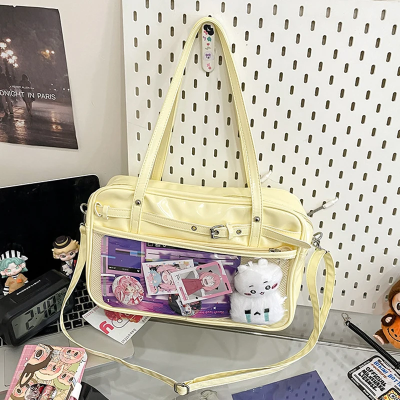

Richme JK Uniform Women Ita Bags 2025 Harajuku PU Large Capacity Crossbody Shoulder Bag DIY Anime Badge Commute Tote Bolso Mujer