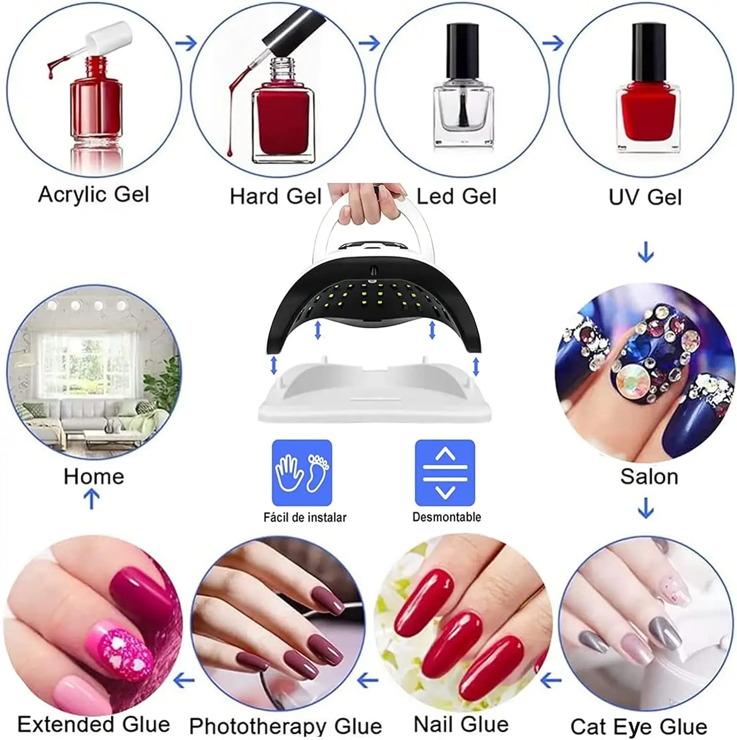 280W UV LED Nail Lamp-45 lights nail lamp for Gel polish, nail drying, nail dryer, LED nail lamp phototherapy nail machine, faster curing Gel Lamp