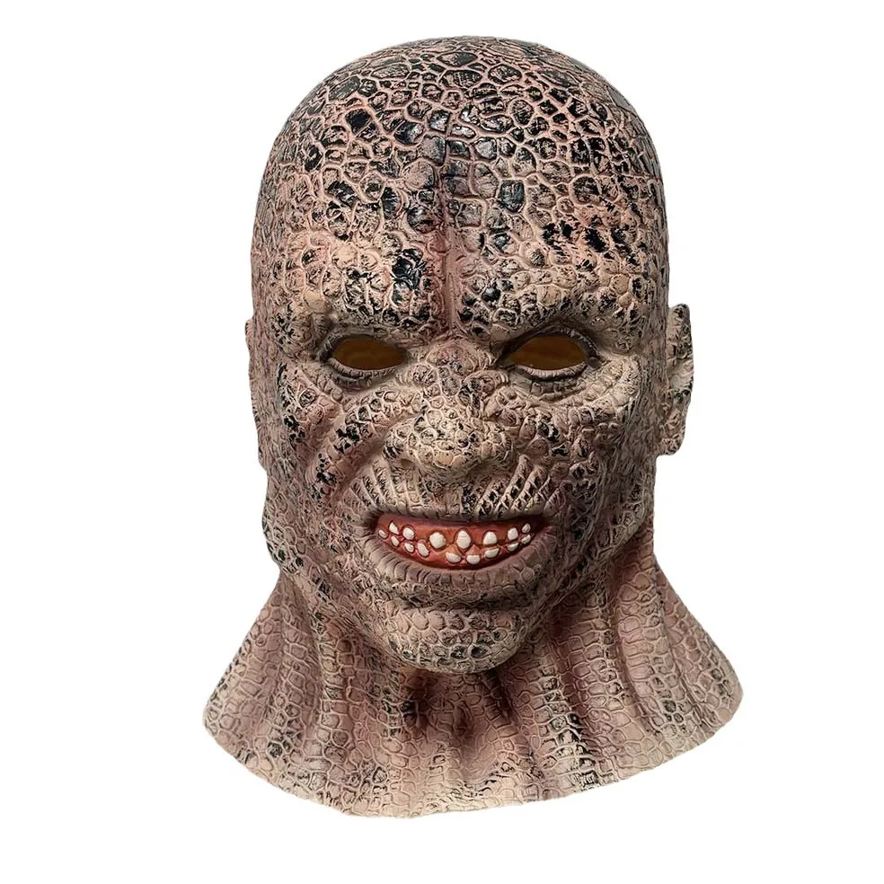 Gruselige Monster-Vollkopf-Latexmaske mit rissiger Hautstruktur, Horror-Maske für Halloween, Cosplay, Karneval, Kostümparty, Requisiten – Detail 2