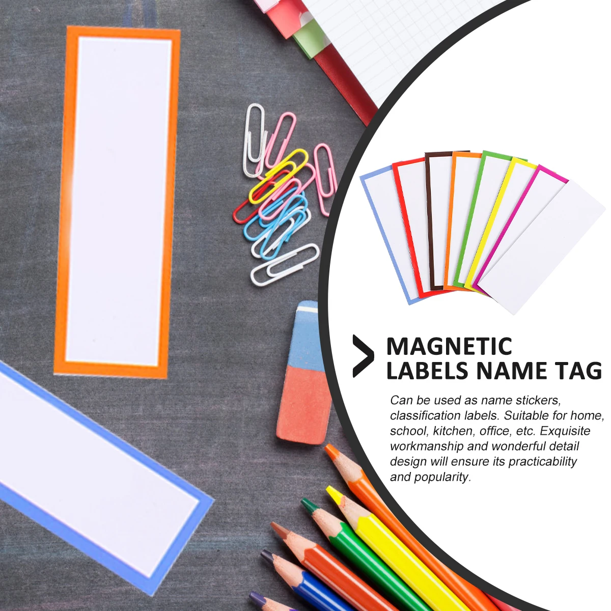

54pcs Magnetic Name Labels Rewritable Blank Name Tags For Home Office School Kitchen Bright Color Classification