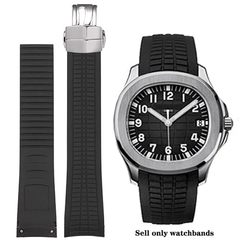 Correa de reloj de goma de silicona de 21mm para correa de reloj Patek para Aquanaut Philippe Series 5164a 5167a pulsera con hebilla de mariposa para hombre