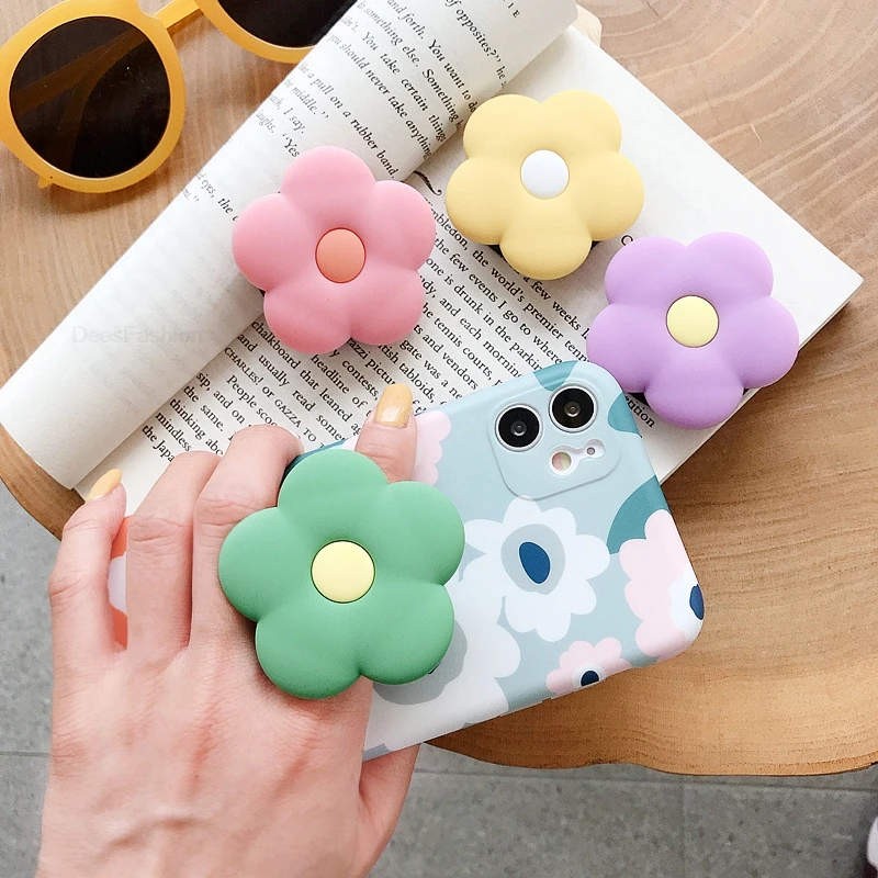 

Cute Flower Folding Expandable Mobile Phone Grip Holder Socket Pocket Support For iPones Samsung Finger Ring Grip Tok Stand