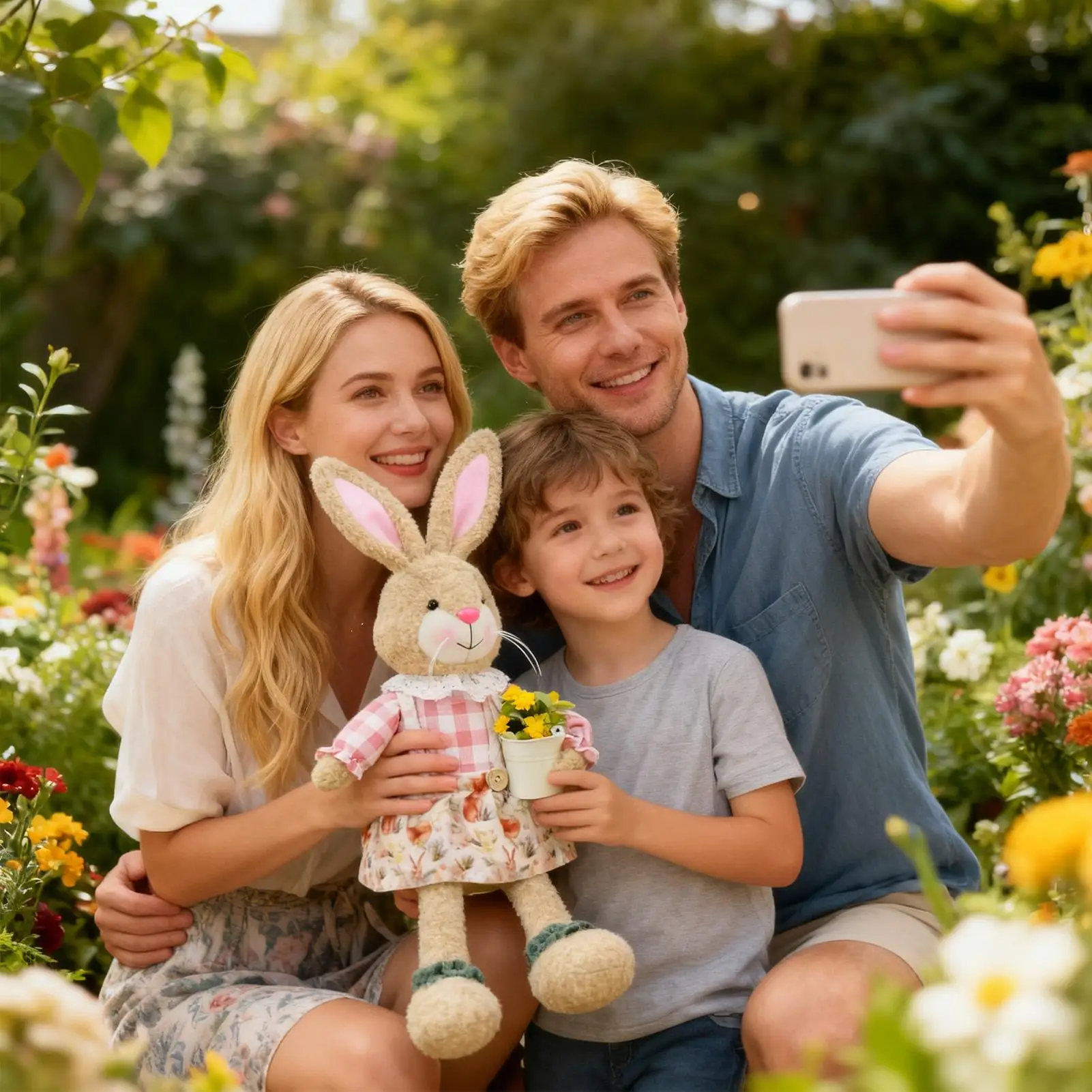 

Easter bunny plush toy figurine rustic plaid long-legged bunny doll spring-themed home decor item for Easter and birthday gifts