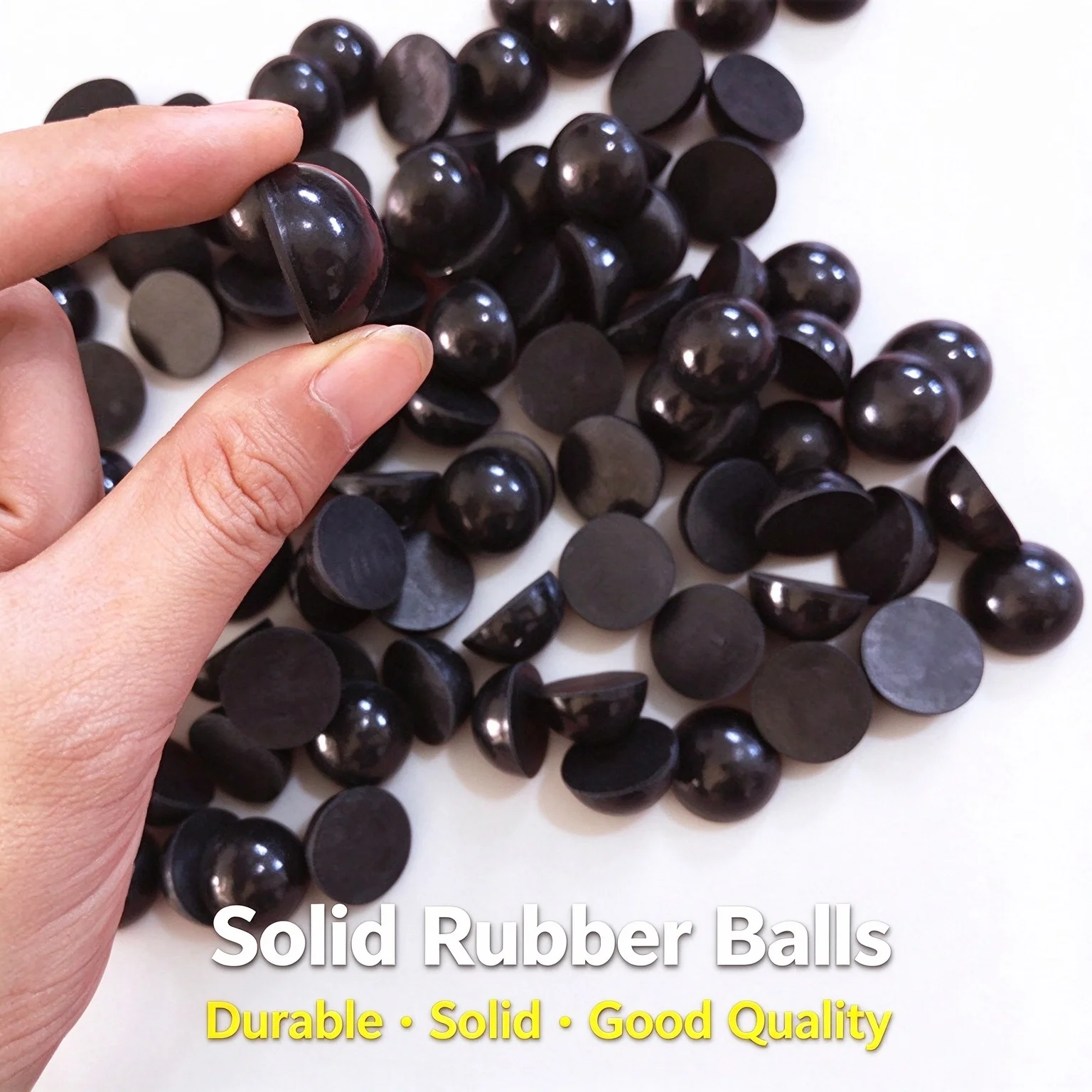 Solid Rubber Half Ball, Black, 4-80mm Diameter, Solid Hemisphere Pad for Bumper Shock Absorption Anti-slip Protective Use