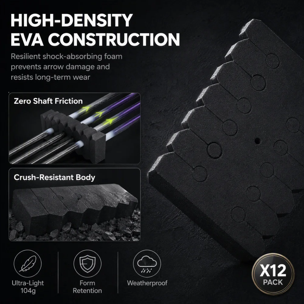 20pcs EVA Foam Archery Arrow Separator 12 Arrows Capacity Rectangular Shape Archery Storage Holder Black Color