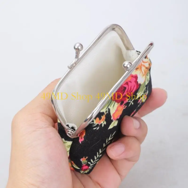 49MD Floral Change Purse,Canvas Coin Purse Wallet with Clasp,Phone for Womens