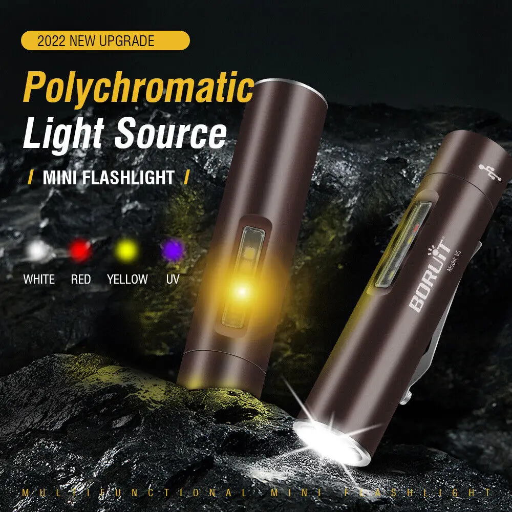 Mini Pocket LED Flashlight Torch Magnetic Work Light Rechargeable Lamp Camping