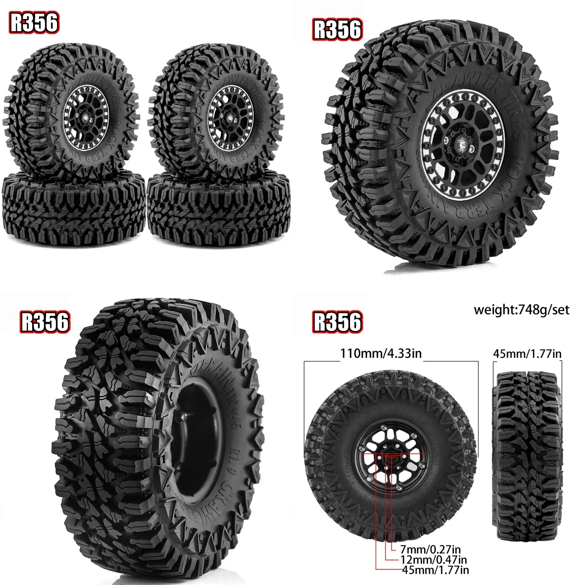 

RS Red Spider 1/10 Rock Crawler (TRAXXAS TRX4, RGT EX86181) Металлические колесные диски + шины императора R329