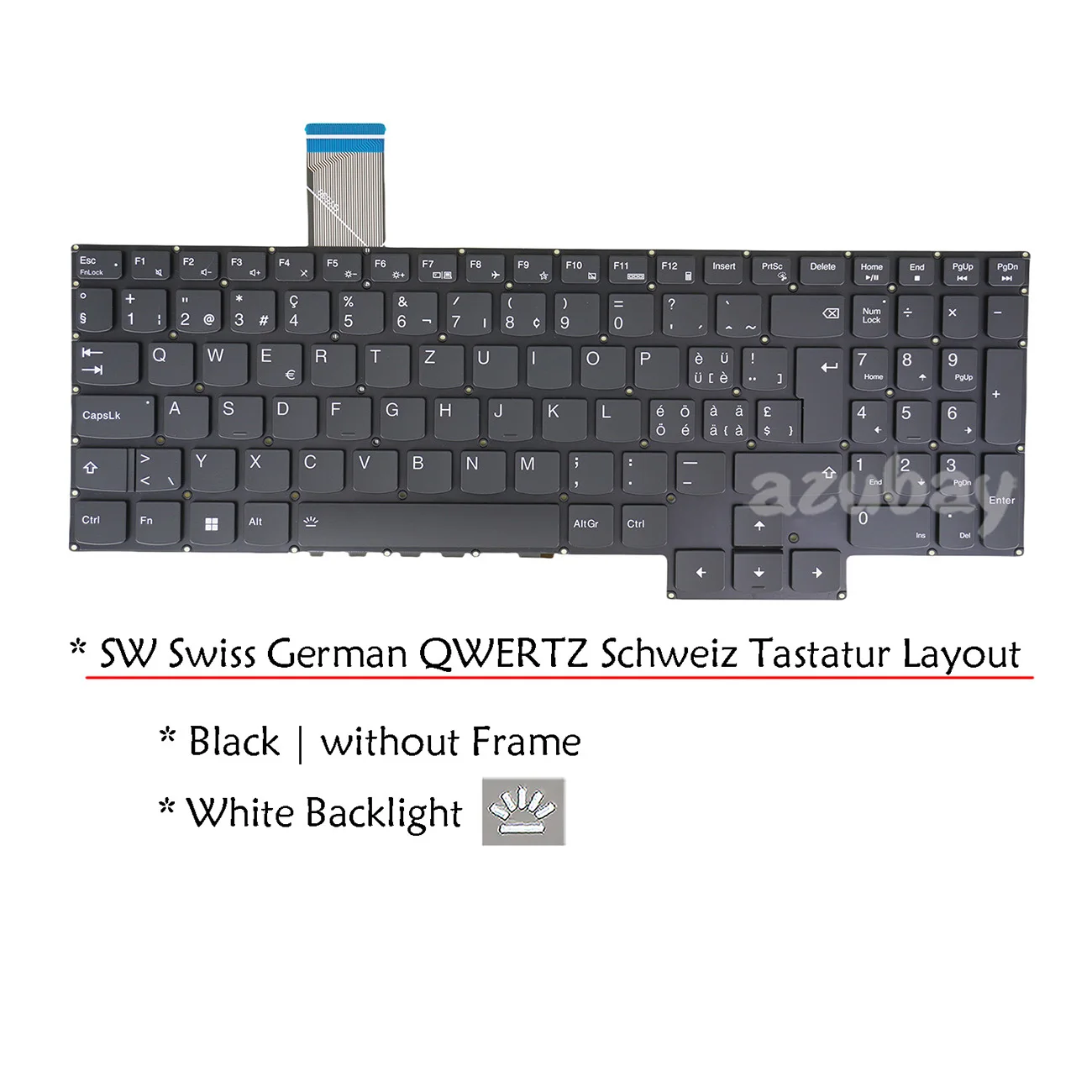 Swiss CH QWERTZ Backlit Keyboard For Lenovo Legion 5-15ARH05 5-15ARH05H 5-15IMH05 5-15IMH05H 82B5 82B1 82AU 81Y6, 5-17ACH6 82K0