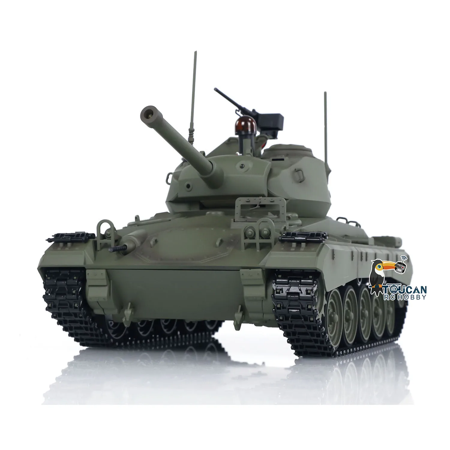 Carro armato leggero Tongde M24 Chaffee RC in scala 1/16 320 ° Modello militare telecomandato con riavvolgimento a canna a infrarossi con rotazione per hobbisti