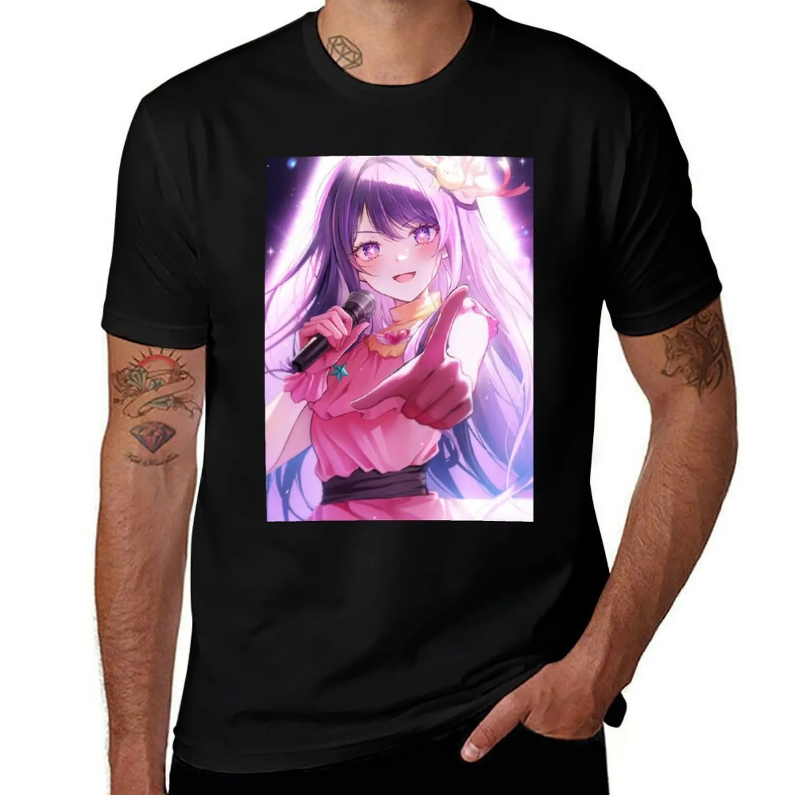 

Ai Hoshino Shining on Stage – Voice and Light of Oshi no Ko T-Shirt anime t shirts tees t shirts for men graphic