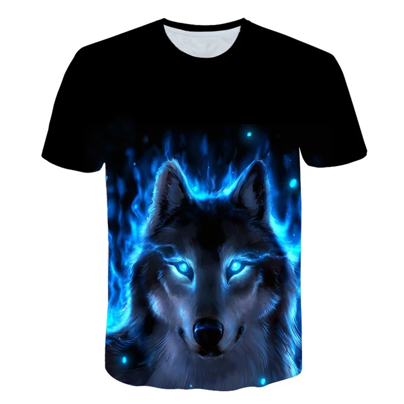 New Summer Boys Girls Cartoon Animals Wolf 3D Printing T Shirts Children Tees Unisex Short Sleeve T Shirts Child Tops Clothing