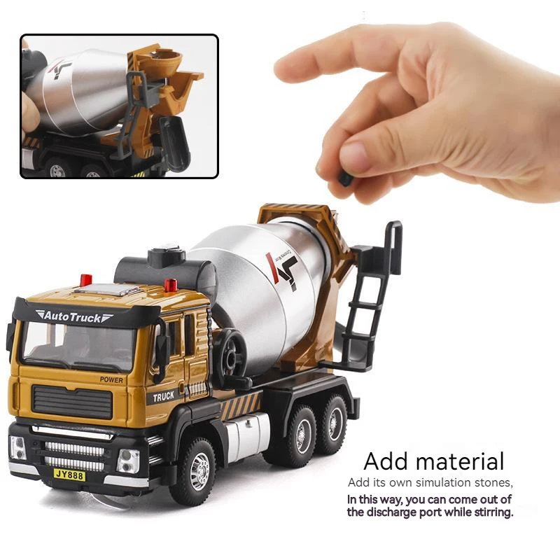 1/30 Alloy Mixer Truck Toy Car for Children Concrete Cement Truck Boy Toys Engineering Vehicle Model Set Gift Engineering Truck