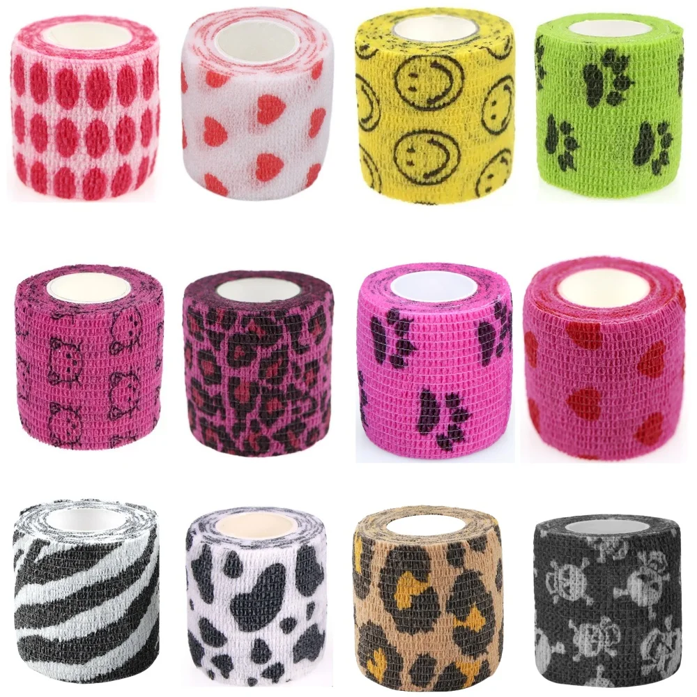 

12 pcs Colorful Sports Self Adhesive Elastic Bandage Wrap Tape For Knee Pads Finger Ankle Palm Aid Kit Pet Tattoo Tool Warm