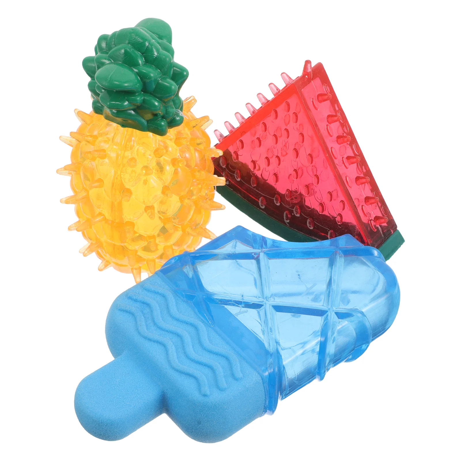 

3pcs Pet Chew For Dogs Durable Tpr Soft Dog With Squeaker, Freezable Cooling Treat For Puppies, Medium Chew Balls Summer