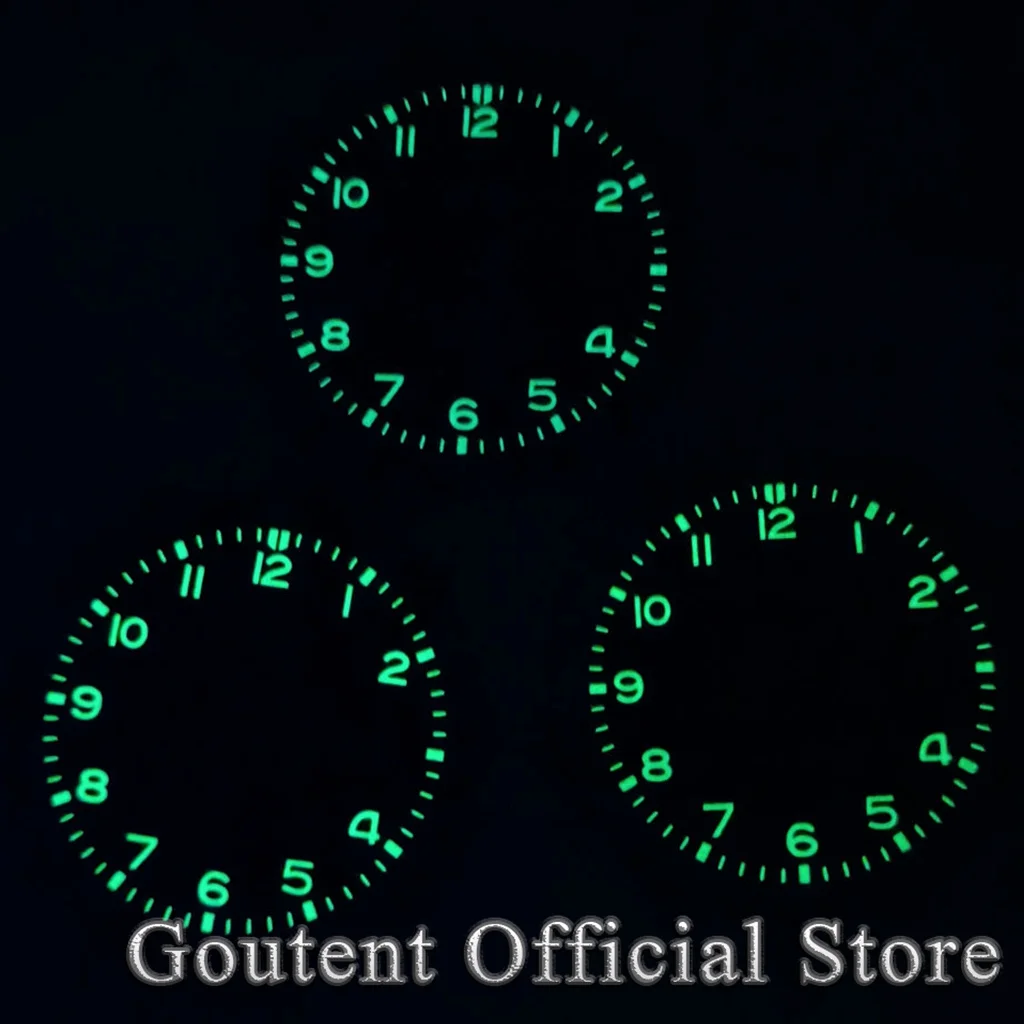 Goutent 33.5mm Sterile Green Luminous Watch Dial Black Blue Green Dial Fit NH35 NH36 Automatic Movement Watch Accessories