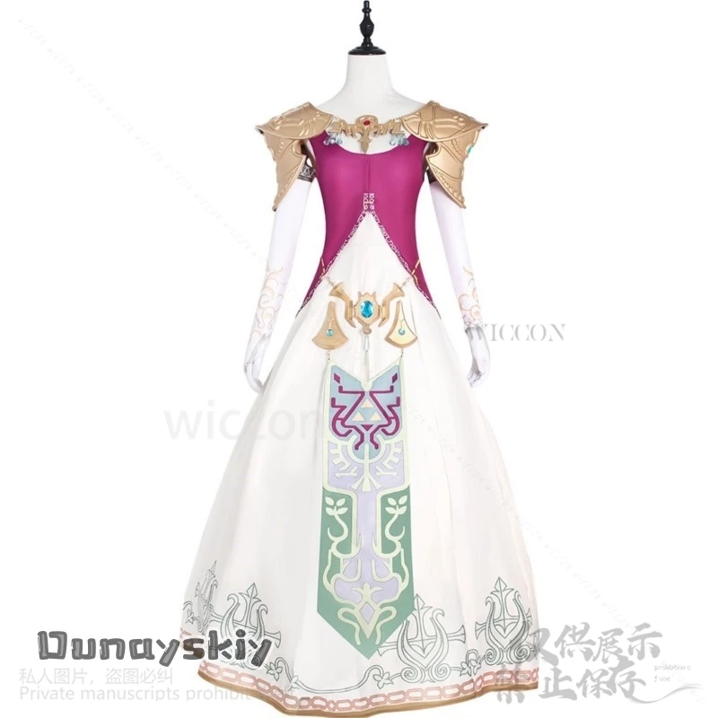 أنيمي لعبة الأميرة تأثيري الكرتون التقليدية طباعة ريترو أنيق فستان طويل لوليتا ثلاثية الأبعاد حمض البوليلاكتيك الدعائم الباروكات مخصصة