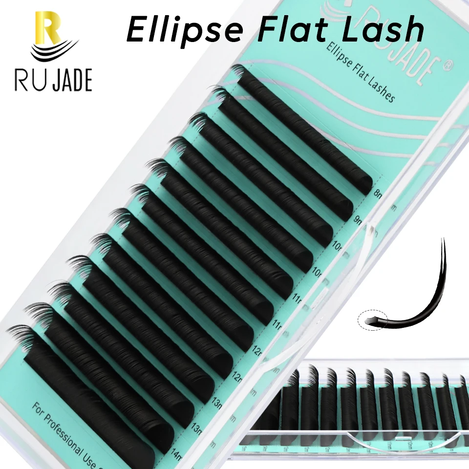 

RUJADE Flat Ellipse Eyelash Split Tips Matte Black Super Soft Individual Eyelash 0.15 0.20 Single Classic False Eyelash Supplies
