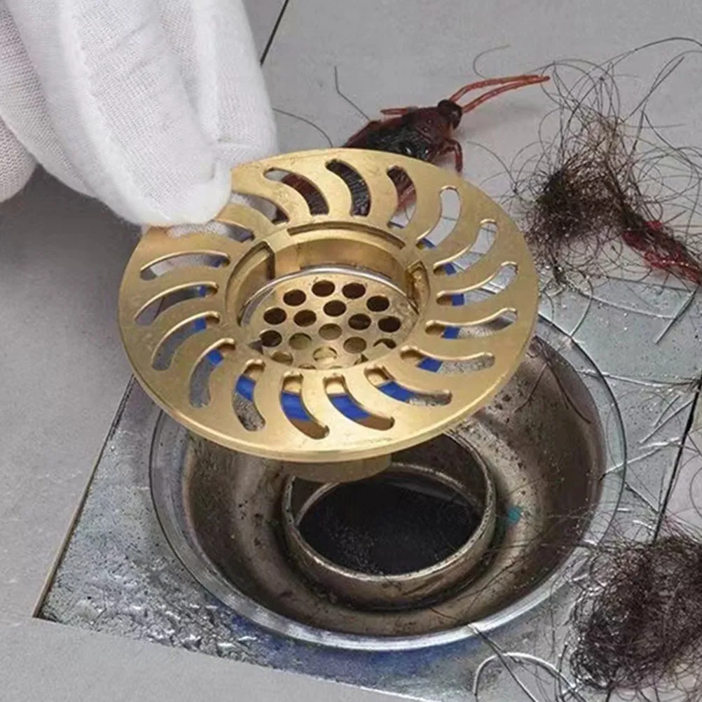 Elegant Brass Floor Drain Filter Basket for Bathroom Reverse Seal Odor Prevention Hair Catcher Clog Resistant Drain Cover Shower