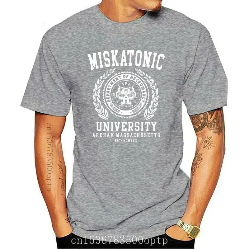 New Cthulu And Lovecraft Miskatonic University Tee Shirt Men Call Of Cthulhu Necronomicon Funny Tees Crewneck Cotton Tops T Shir