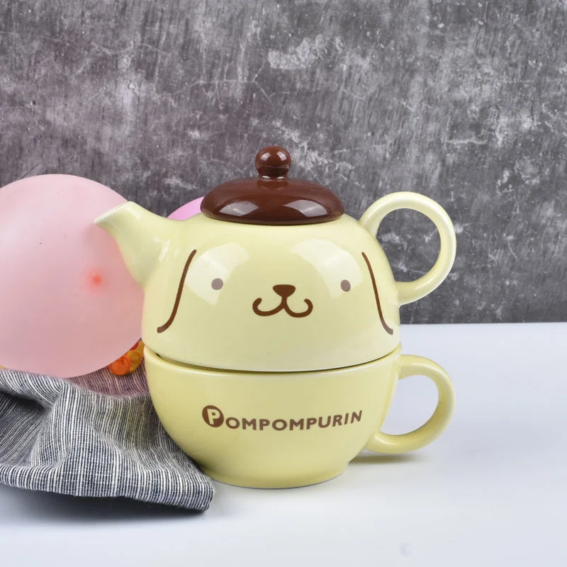 

Sanrio Cinnamoroll Coffee Tea Mug Sets Portable Creative Ceramic Cups Cute Teaware Pot Gift Y2k Women Aesthetic Kitchen Drinking