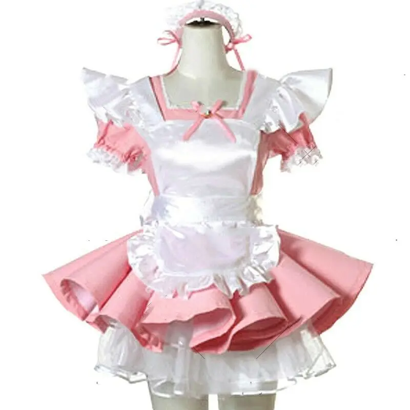 

Sissy pink and white stitching baby maid mini dress CD / TV customization