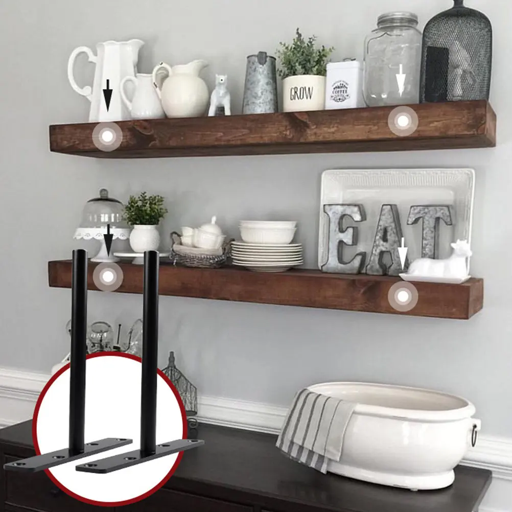 

6Pcs Wall Mounted Hidden Floating Shelf Brackets Heavy Duty Solid Steel Invisible Shelf Bracket Kit for Home Bathroom Kitchen