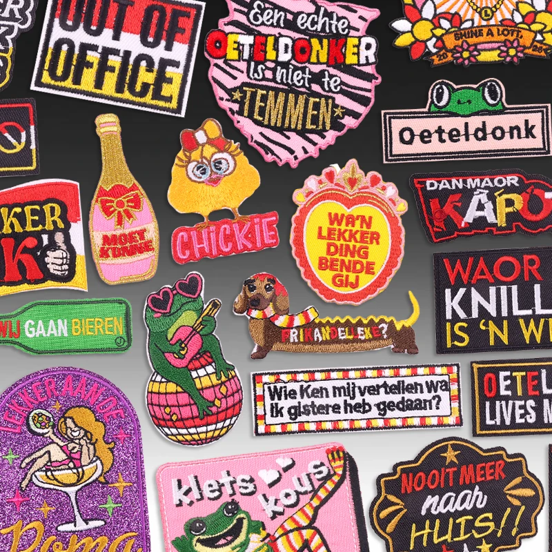 Novos remendos bordados oeteldonk emblema remendo ferro em remendo em roupas holanda carnaval sapo apliques remendos para roupas