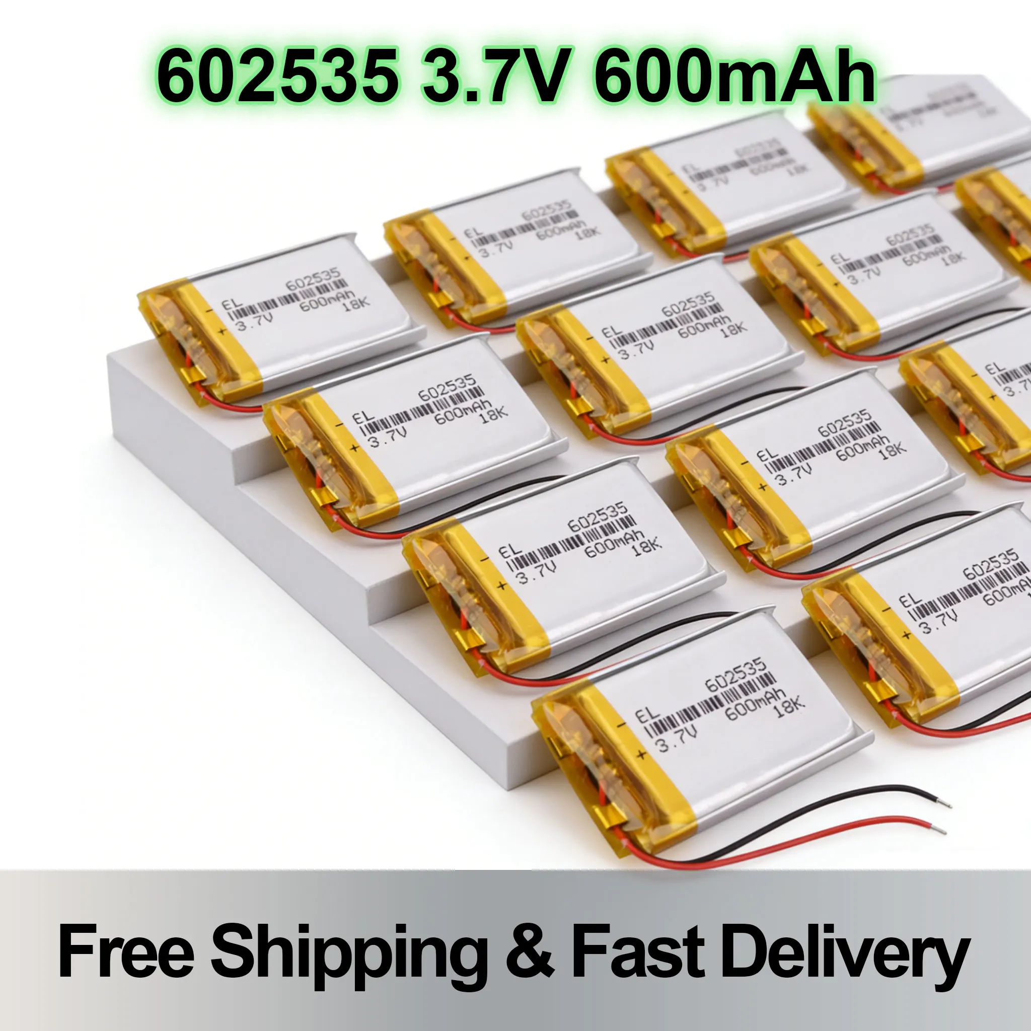 3.7V 600mAh 602535 Lithium Lipo Polymer Battery JST 2.0mm 2P JST 1.25mm 2P Connector