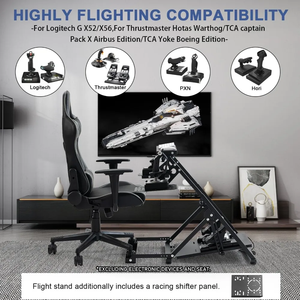 قمرة القيادة لمحاكاة الطيران القابلة للطي مع حامل قابل للتعديل لدواسات الطيران وعصي التحكم